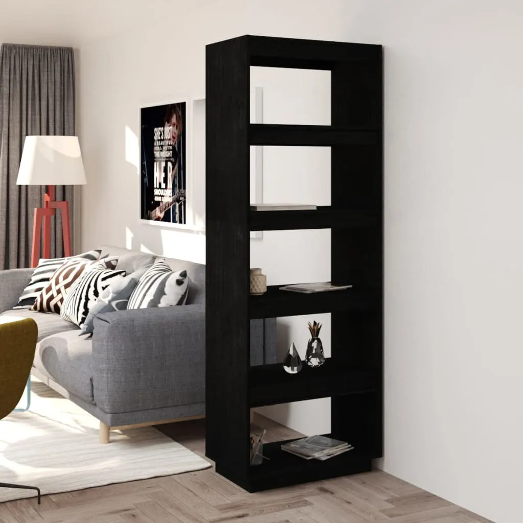 vidaXL Libreria/Divisorio Nero 60x35x167 cm in Legno Massello di Pino