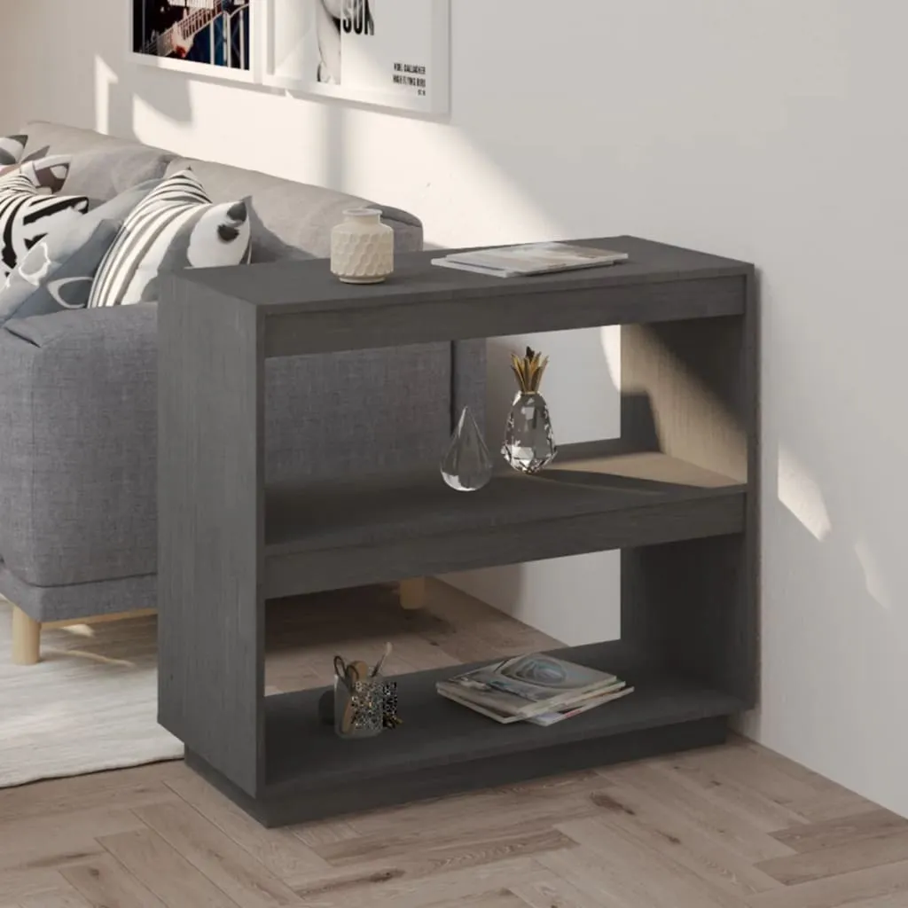 vidaXL Libreria Grigia 80x35x71 cm in Legno Massello di Pino