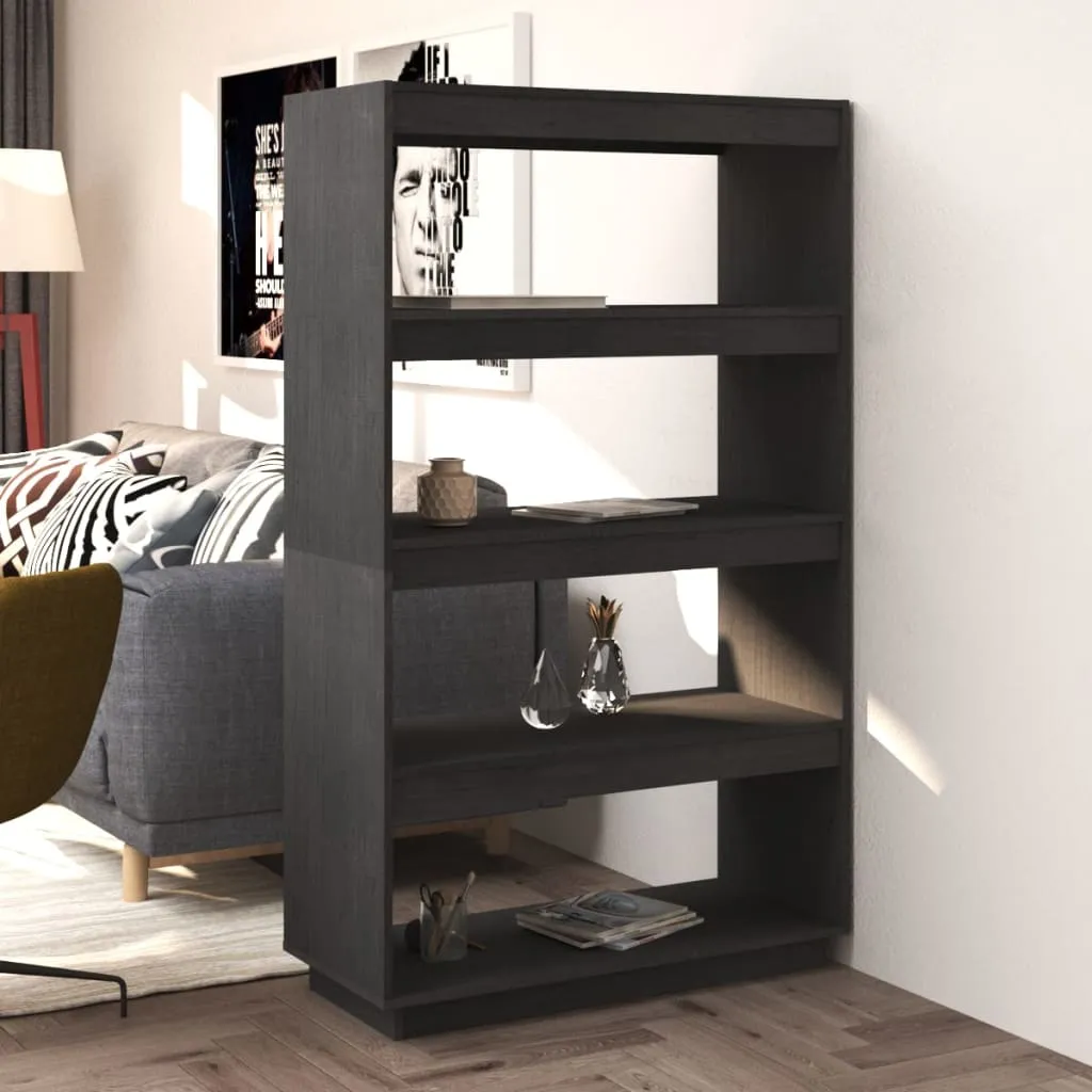 vidaXL Libreria/Divisorio Grigio 80x35x135 cm Legno Massello di Pino