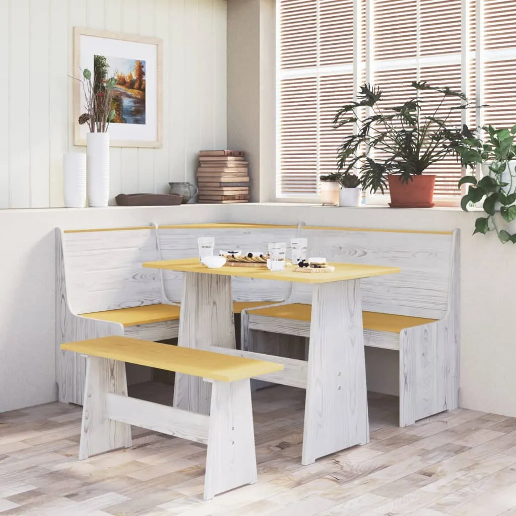 vidaXL Set da Pranzo 3 pz Marrone Miele e Bianco in Legno di Pino