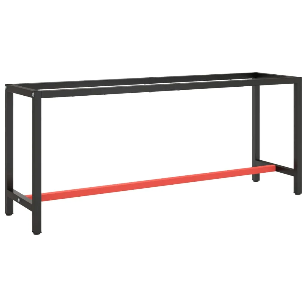 vidaXL Telaio Banco da Lavoro Nero e Rosso Opaco 190x50x79 cm Metallo