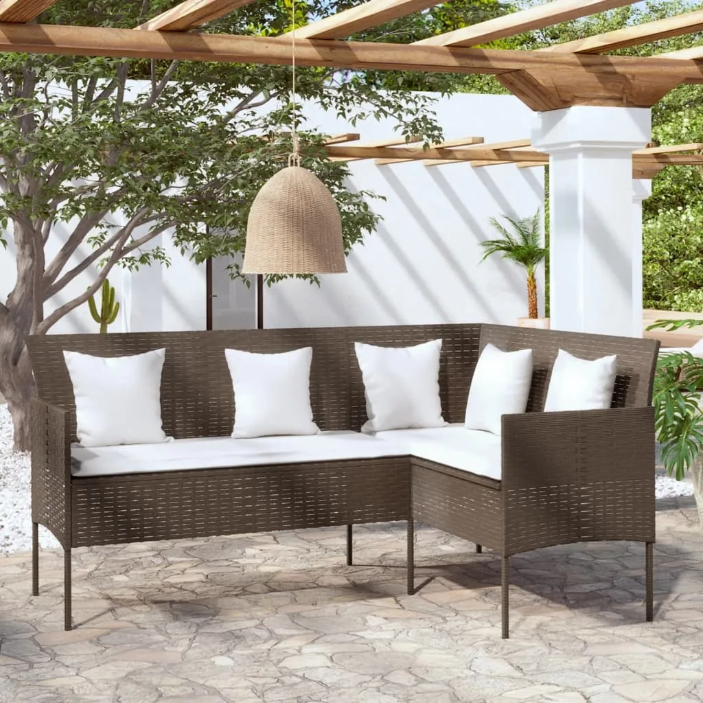 vidaXL Divano a Forma di L con Cuscini in Polyrattan Marrone