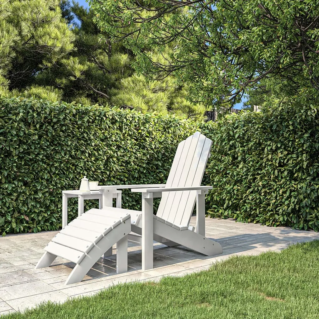 vidaXL Sedia da Giardino Adirondack con Poggiapiedi Bianca HDPE