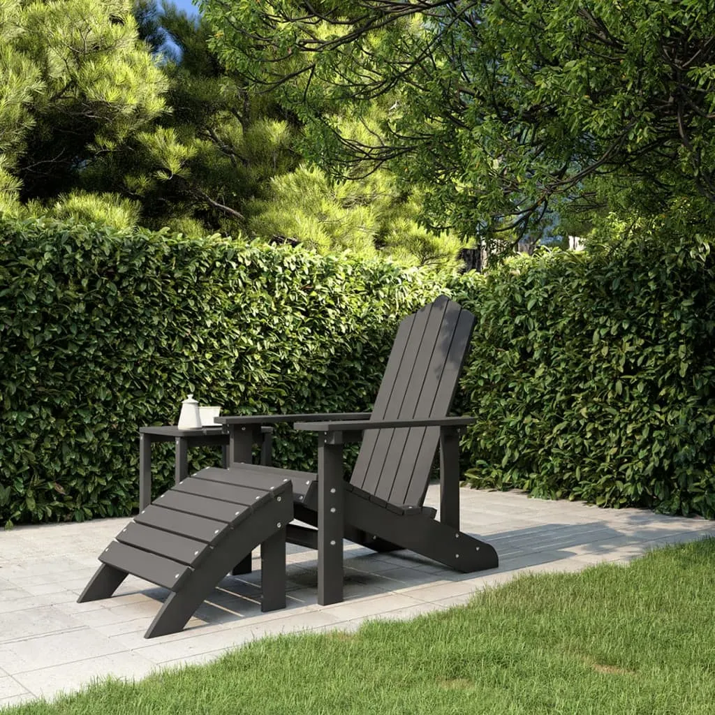 vidaXL Sedia da Giardino Adirondack con Poggiapiedi Antracite HDPE