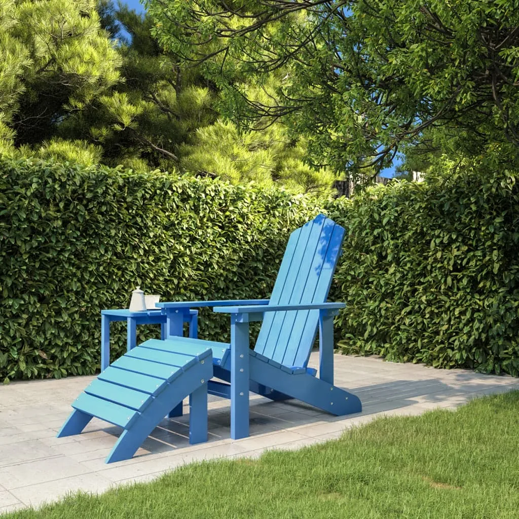 vidaXL Sedia da Giardino Adirondack con Poggiapiedi Blu Acqua HDPE