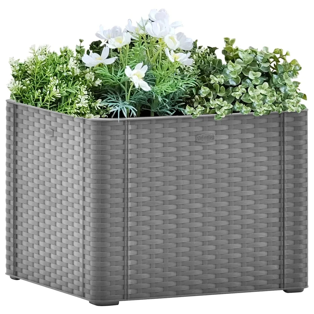 vidaXL Aiuola Rialzata Giardino Sistema Irrigazione Grigia 43x43x33 cm