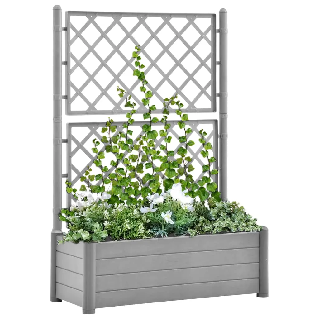 vidaXL Fioriera da Giardino e Graticcio 100x43x142 cm PP Grigio Pietra