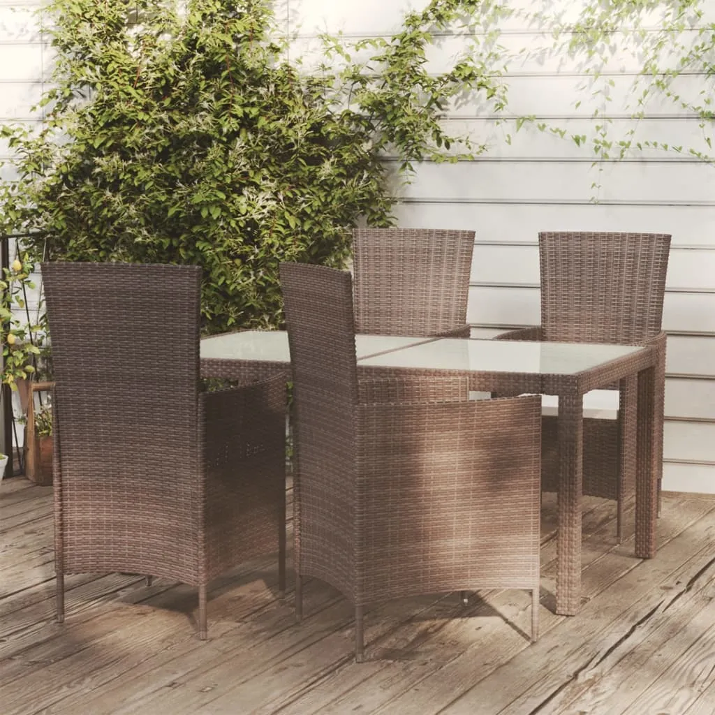 vidaXL Set Mobili da Giardino 5 pz con Cuscini in Polyrattan Marrone