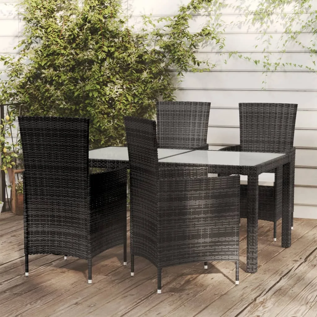 vidaXL Set Mobili da Giardino 5 pz con Cuscini in Polyrattan Nero