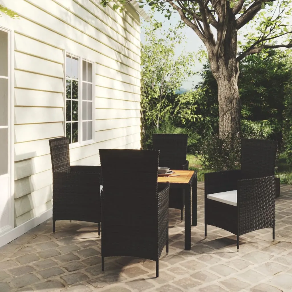 vidaXL Set Mobili da Giardino 5 pz con Cuscini in Polyrattan Nero