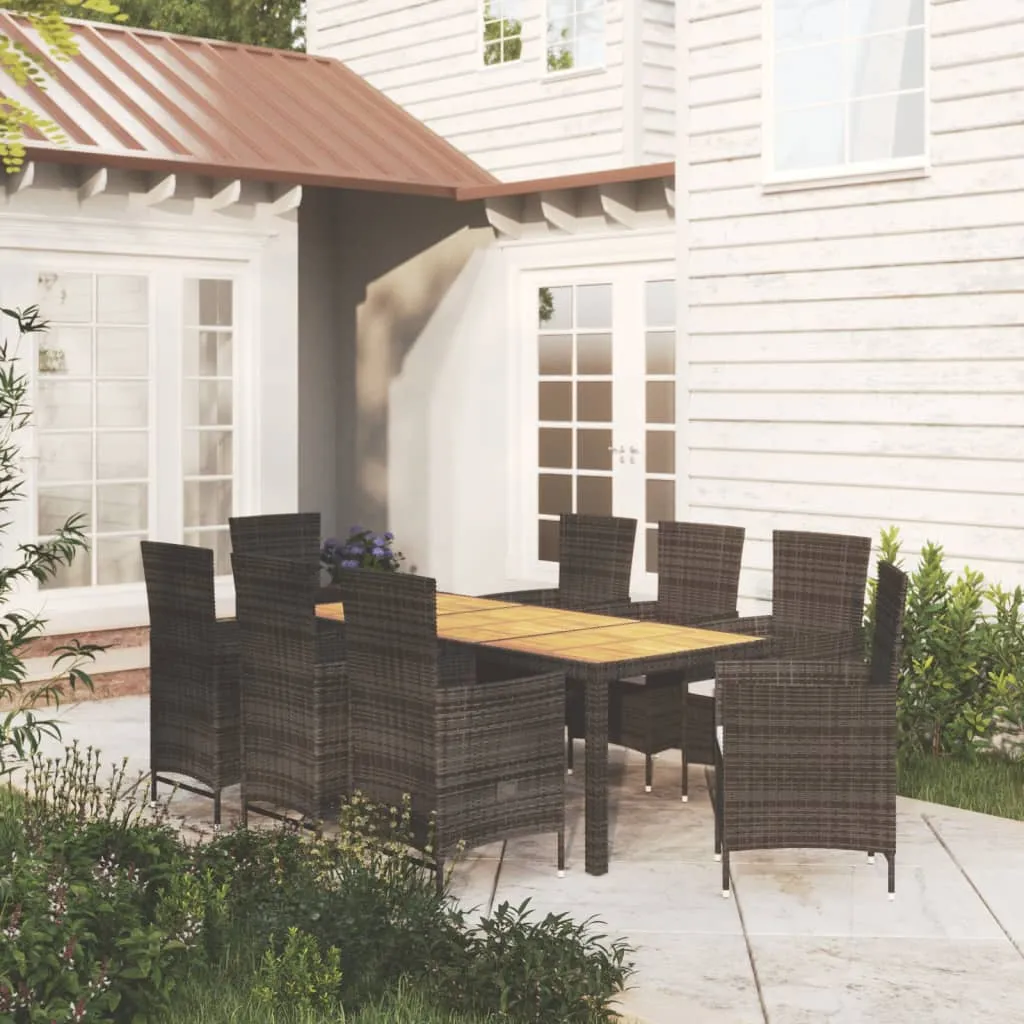 vidaXL Set Mobili da Giardino 9 pz con Cuscini in Polyrattan Nero