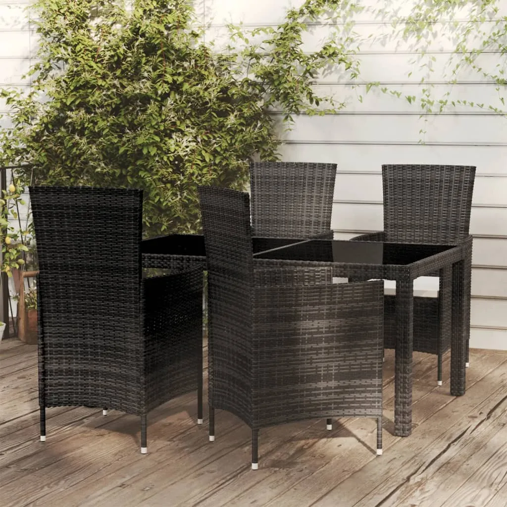 vidaXL Set Mobili da Giardino 5 pz con Cuscini in Polyrattan Nero