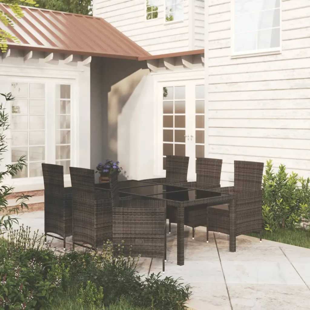 vidaXL Set Mobili da Giardino 7 pz con Cuscini in Polyrattan Nero