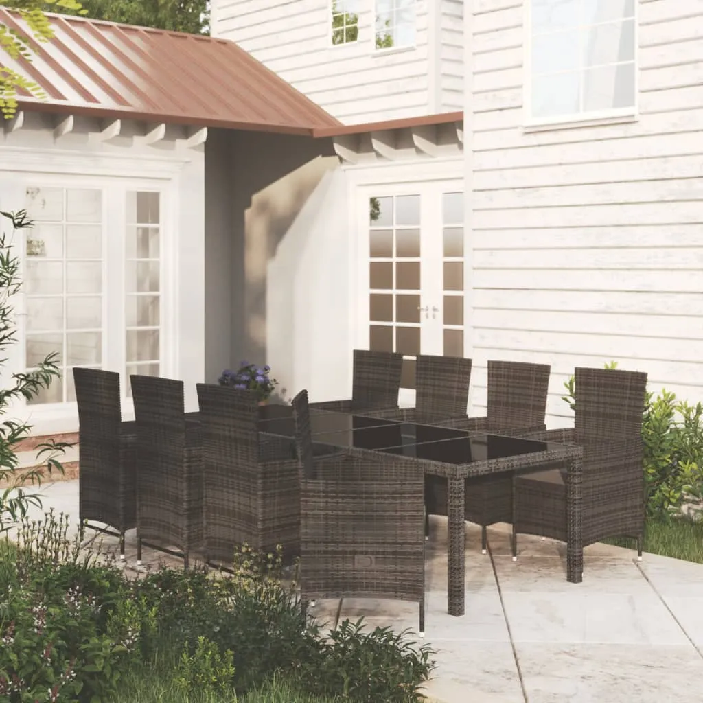 vidaXL Set Mobili da Giardino 9 pz con Cuscini in Polyrattan Nero