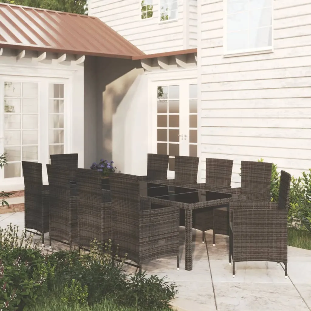 vidaXL Set Mobili da Giardino 11 pz con Cuscini in Polyrattan Nero