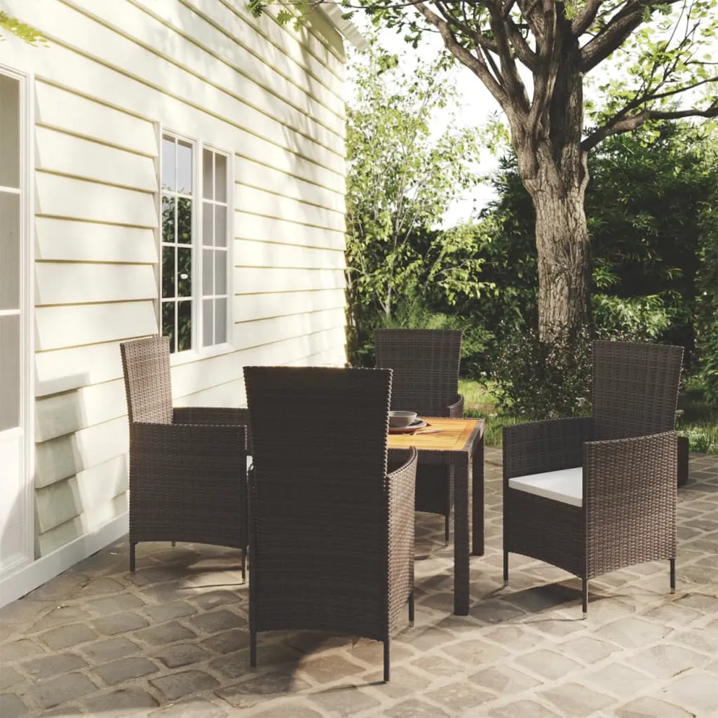 vidaXL Set Mobili da Giardino 5 pz con Cuscini in Polyrattan Nero