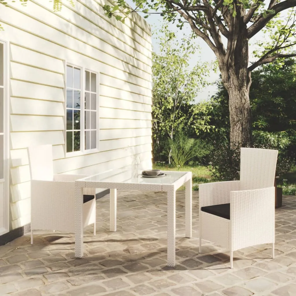 vidaXL Set Mobili da Giardino 3 pz con Cuscini in Polyrattan Bianco