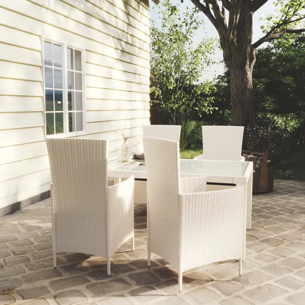 vidaXL Set Mobili da Giardino 5 pz con Cuscini in Polyrattan Bianco