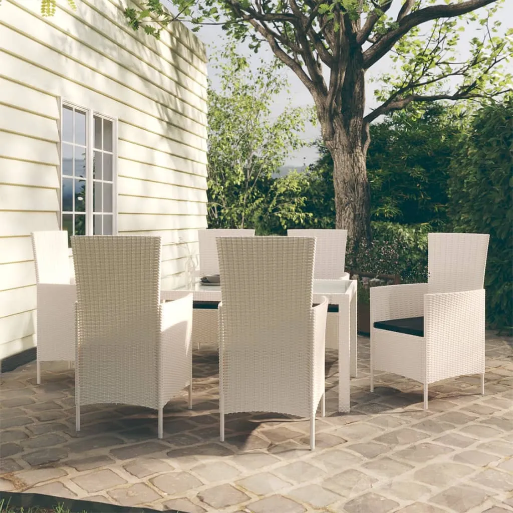 vidaXL Set Mobili da Giardino 7 pz con Cuscini in Polyrattan Bianco