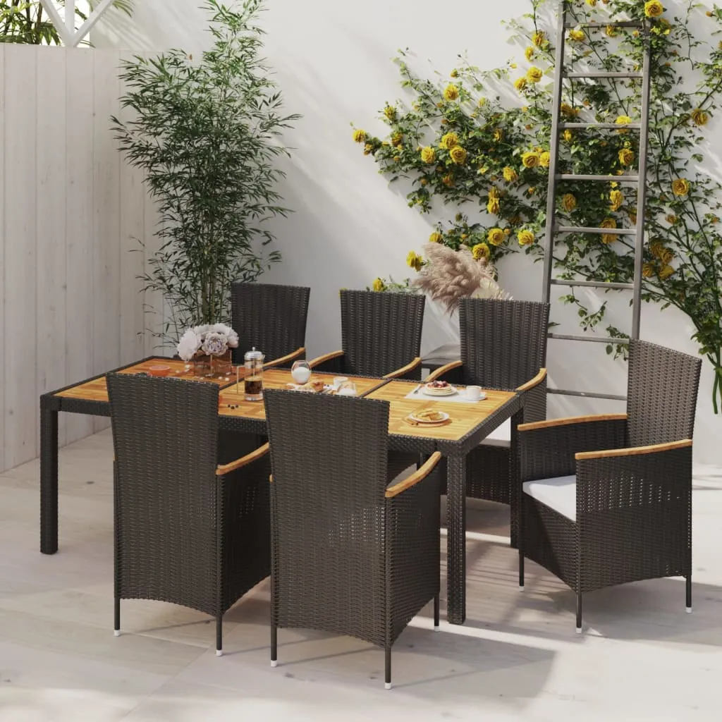 vidaXL Set Mobili da Giardino 7 pz con Cuscini in Polyrattan Nero