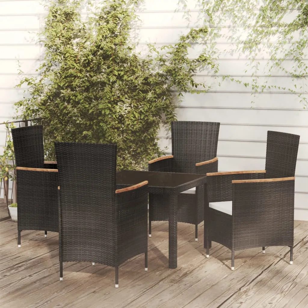 vidaXL Set Mobili da Giardino 5 pz con Cuscini in Polyrattan Nero