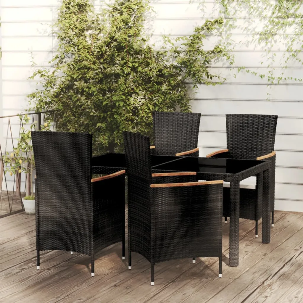 vidaXL Set Mobili da Giardino 5 pz con Cuscini in Polyrattan Nero