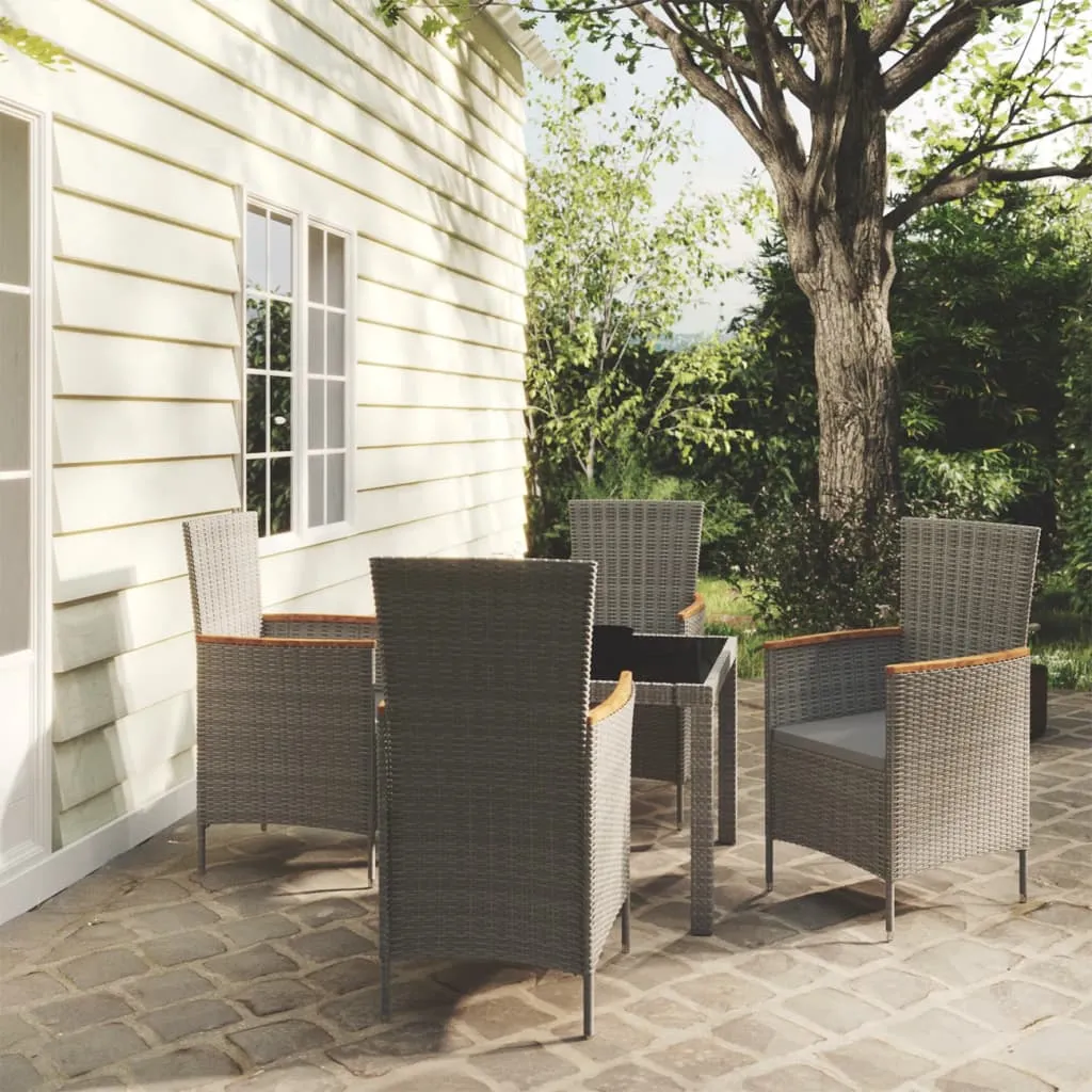 vidaXL Set da Pranzo da Esterno 5 pz con Cuscini in Polyrattan Grigio