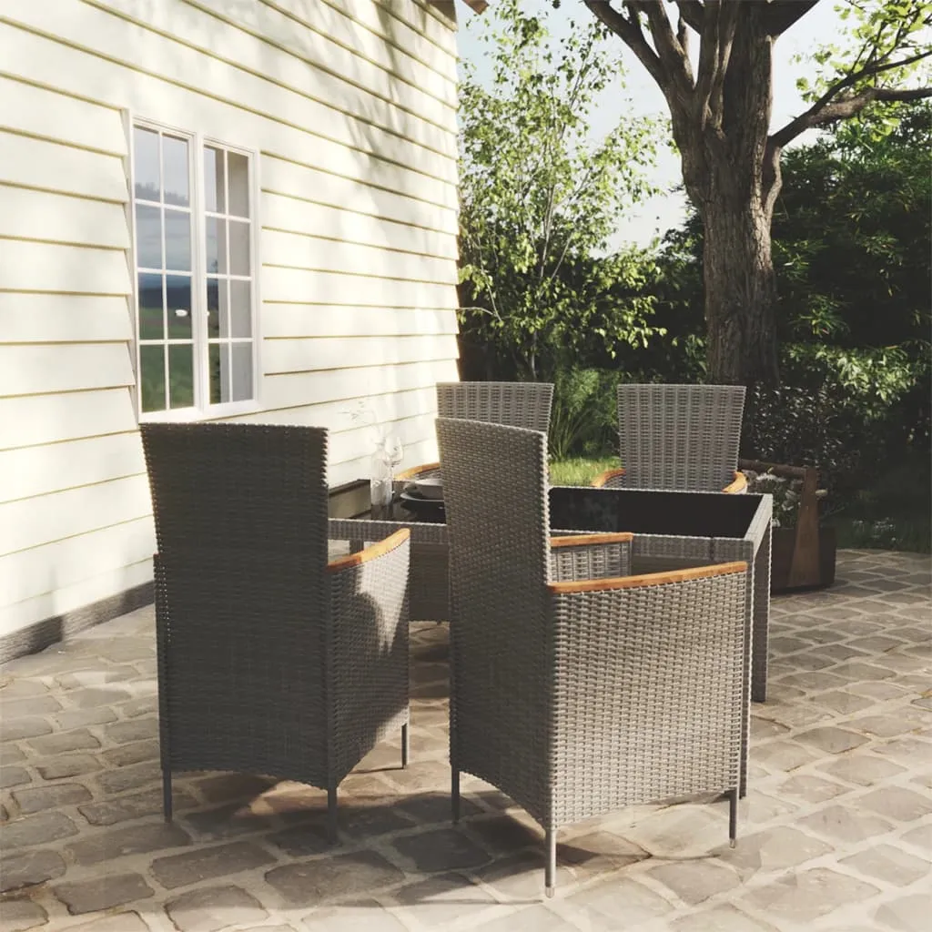 vidaXL Set da Pranzo da Esterno 5 pz con Cuscini in Polyrattan Grigio