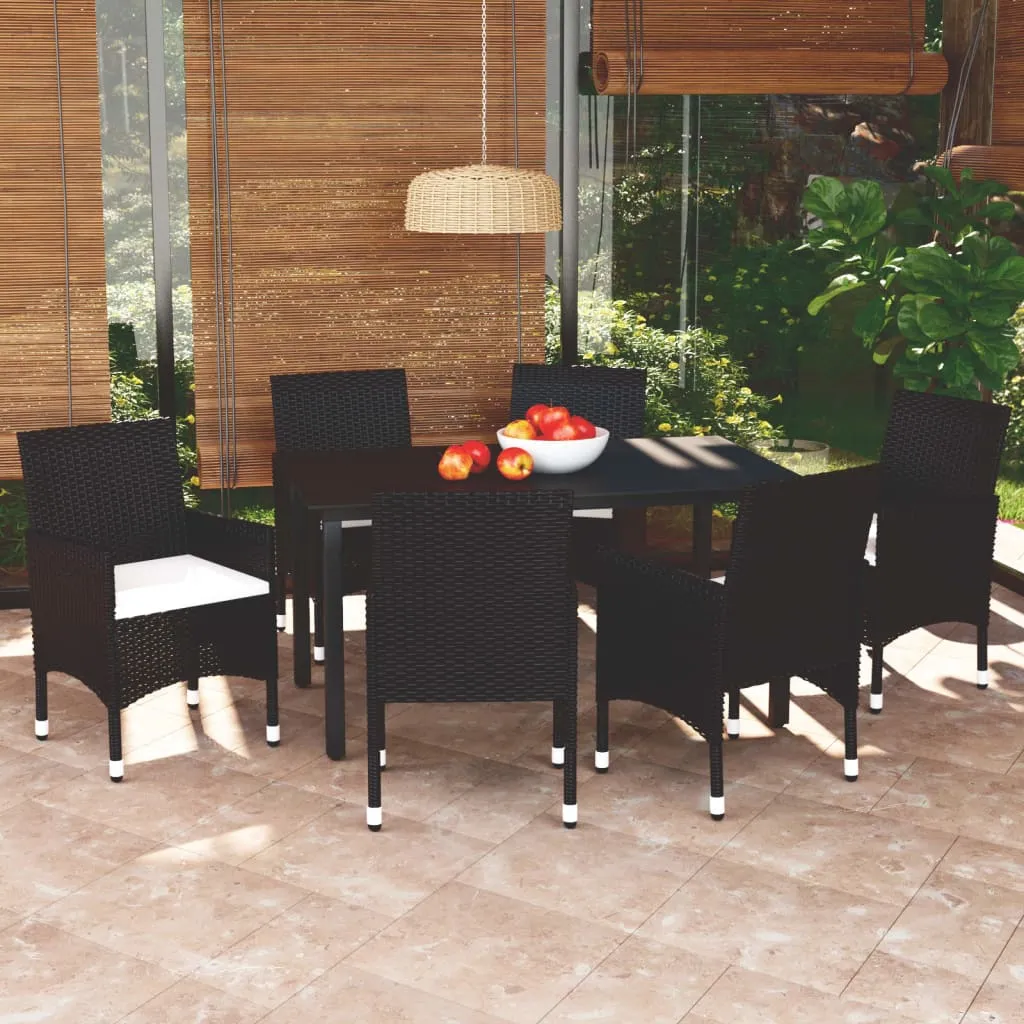 vidaXL Set da Pranzo per Giardino 7 pz con Cuscini Polyrattan Nero