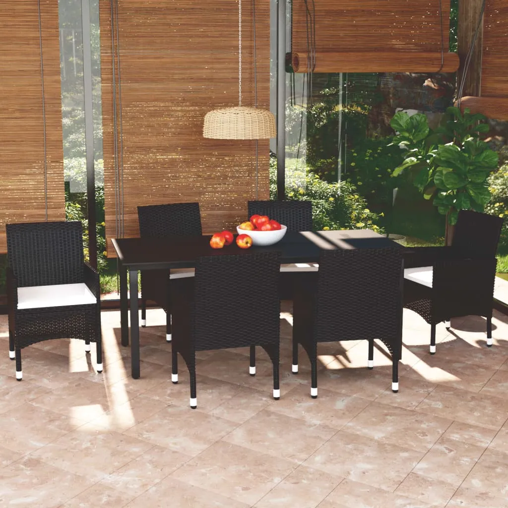 vidaXL Set da Pranzo per Giardino 7 pz con Cuscini Polyrattan Nero