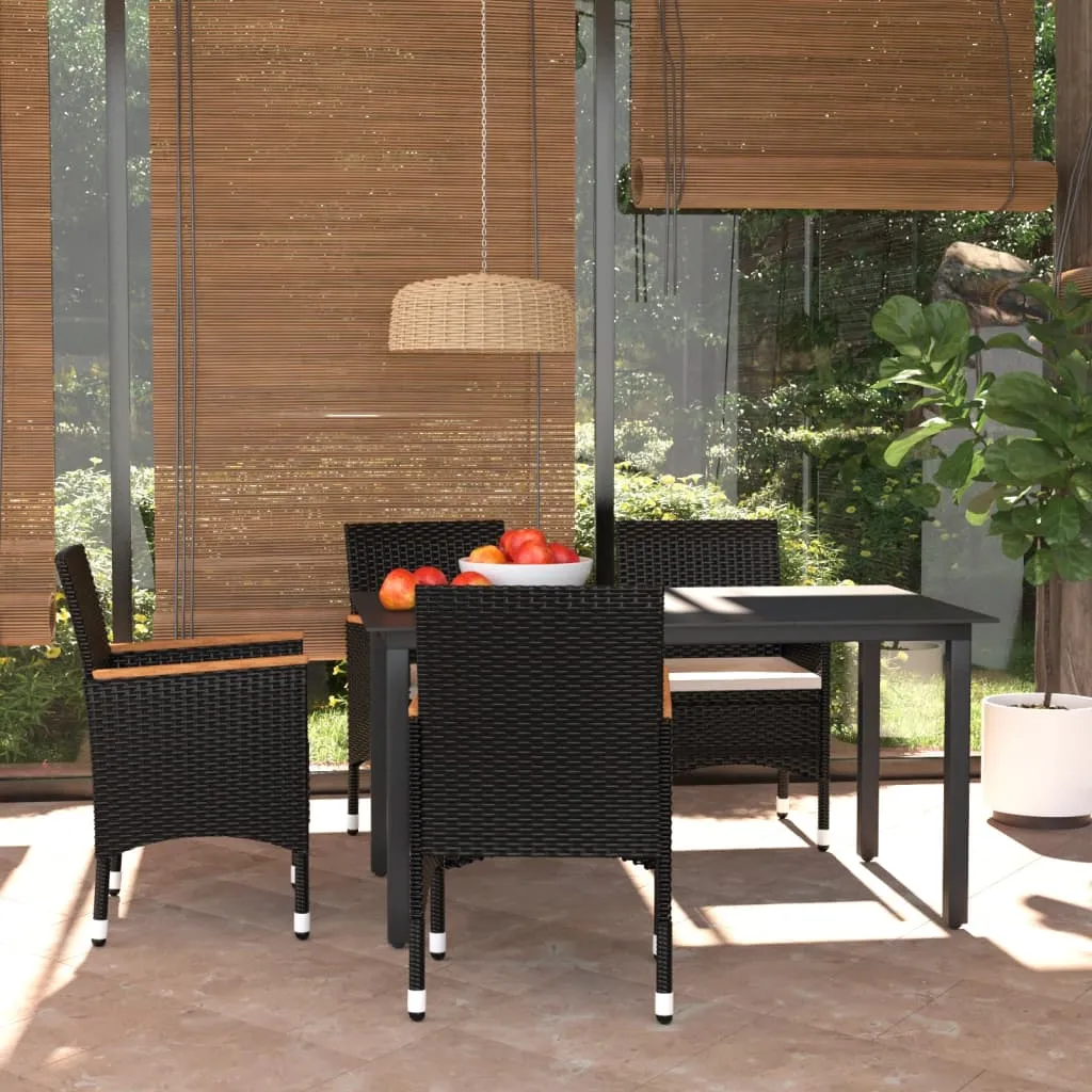 vidaXL Set da Pranzo per Giardino 5 pz con Cuscini Polyrattan Nero