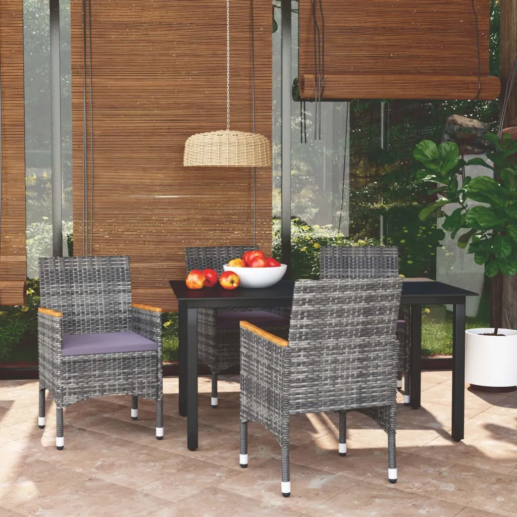 vidaXL Set da Pranzo per Giardino 5 pz con Cuscini Polyrattan Grigio