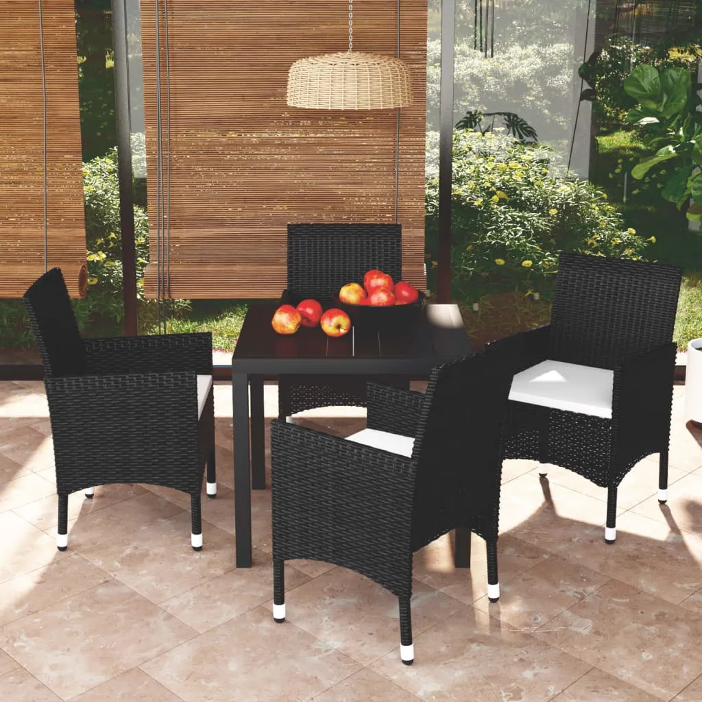 vidaXL Set da Pranzo per Giardino 5 pz con Cuscini Polyrattan Nero