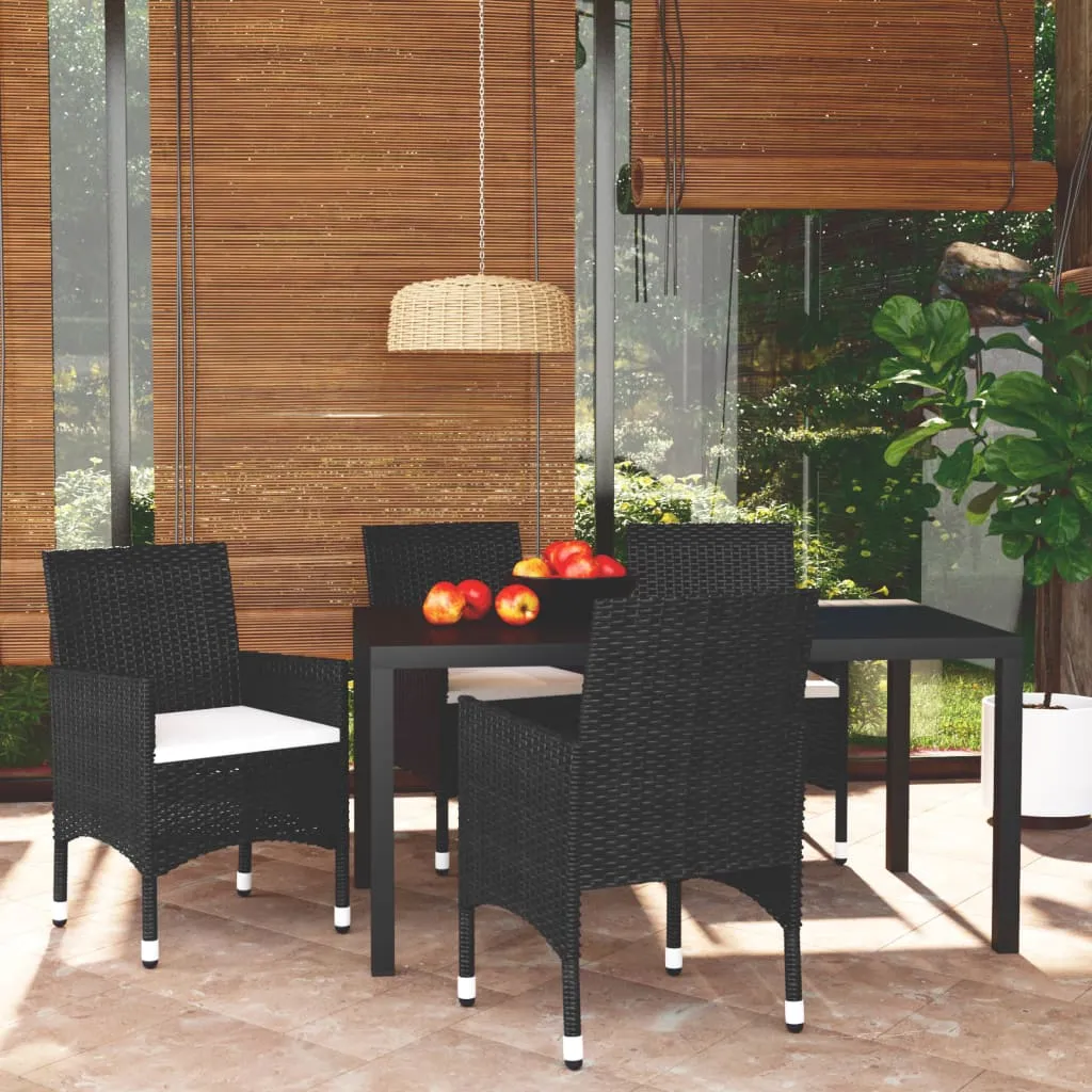 vidaXL Set da Pranzo per Giardino 5 pz con Cuscini Polyrattan Nero