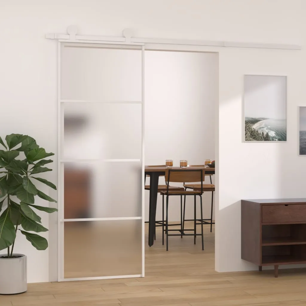 vidaXL Porta Scorrevole in Vetro ESG e Alluminio 75x205 cm Bianca