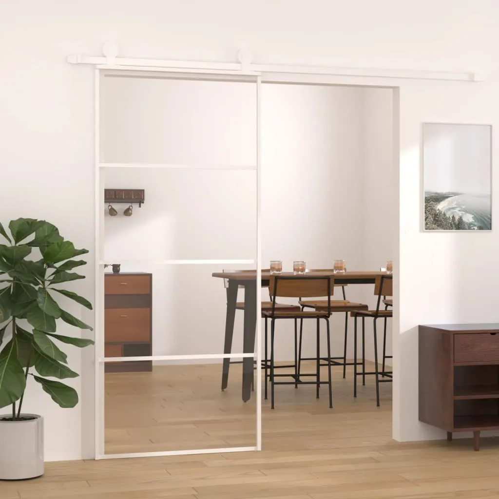 vidaXL Porta Scorrevole in Vetro ESG e Alluminio 90x205cm Bianca