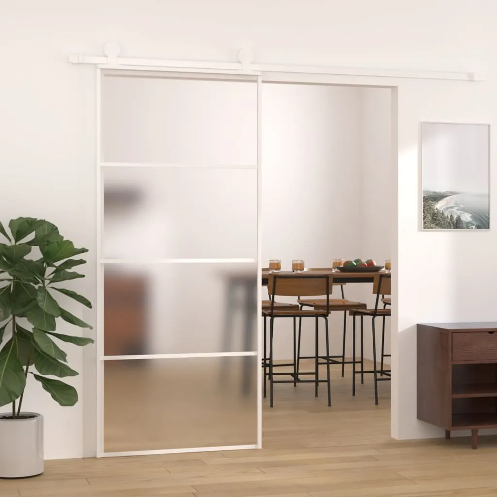 vidaXL Porta Scorrevole in Vetro ESG e Alluminio 90x205 cm Bianca