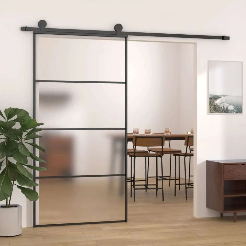 vidaXL Porta Scorrevole in Vetro ESG e Alluminio 102,5x205 cm Nera