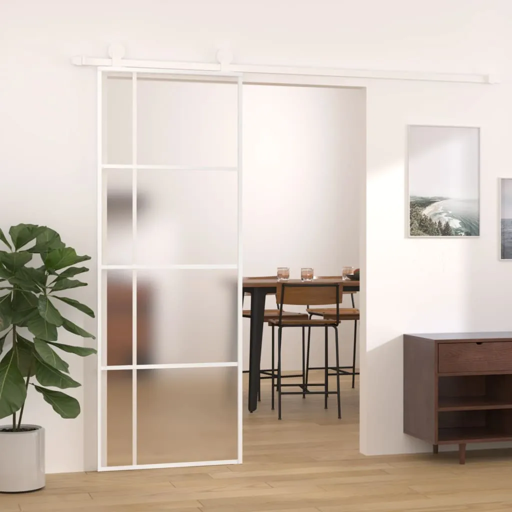 vidaXL Porta Scorrevole ESG Vetro e Alluminio 75x205 cm Bianca