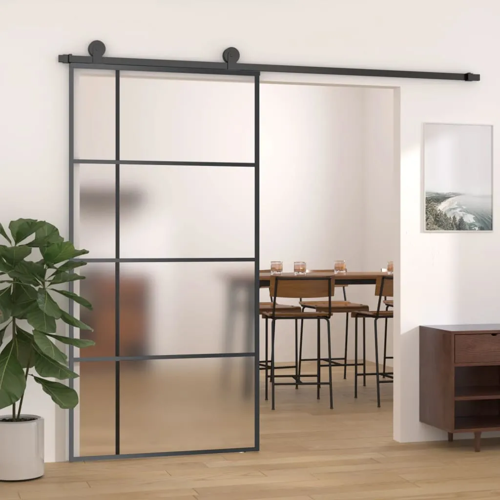 vidaXL Porta Scorrevole in Vetro ESG e Alluminio 102,5x205 cm Nera