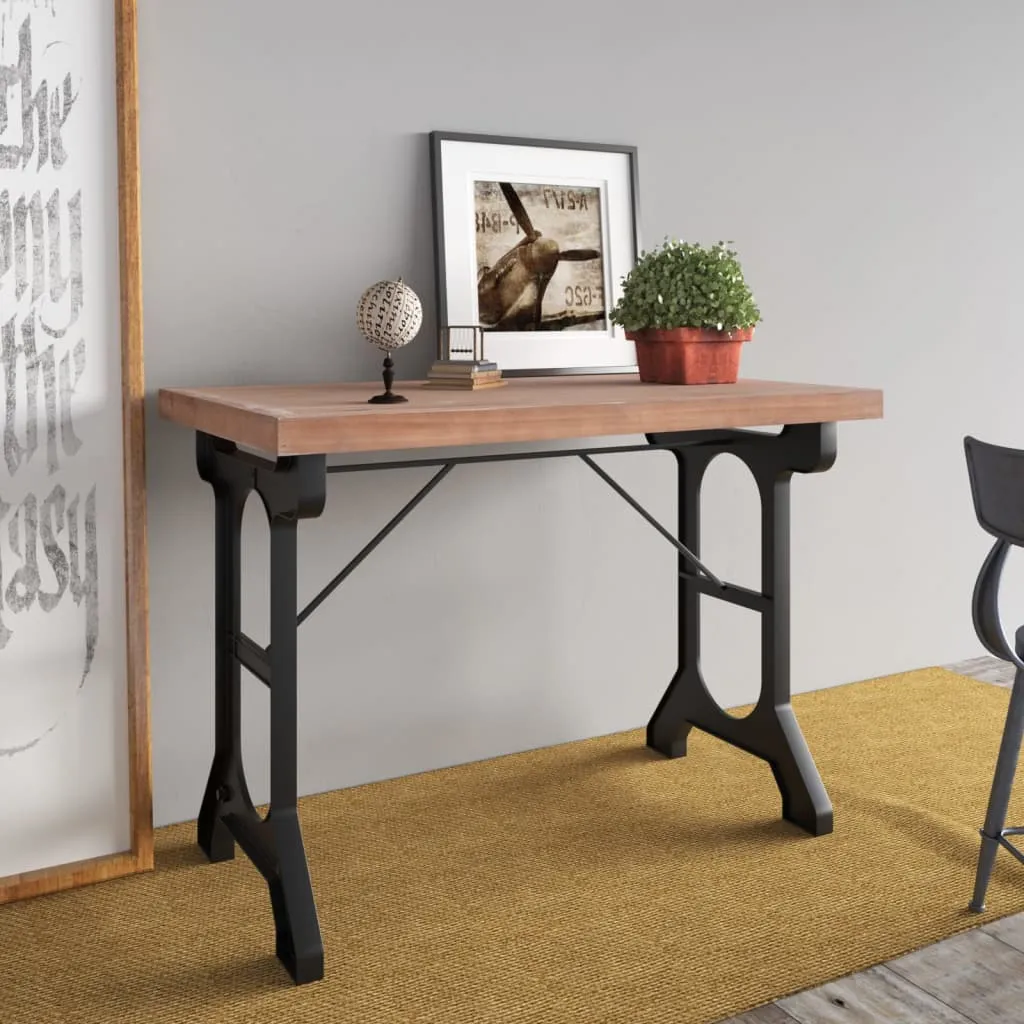 vidaXL Tavolo da Pranzo 110x65x82cm in Legno Massello di Abete e Ferro