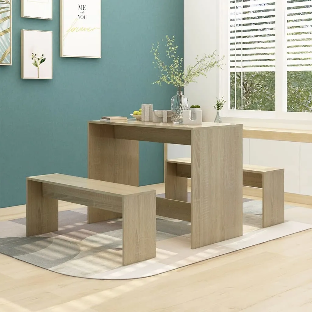 vidaXL Set da Pranzo 3 pz Rovere Sonoma in Truciolato