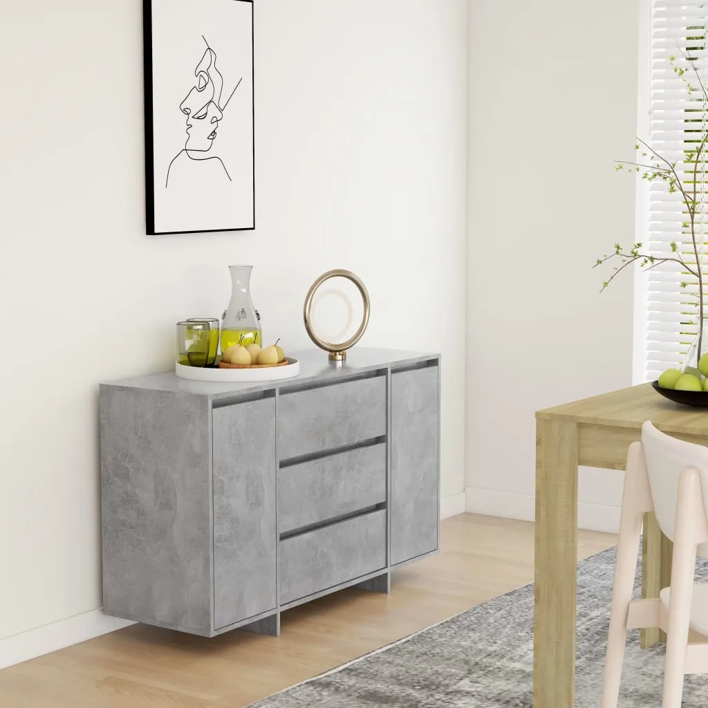 vidaXL Credenza con 3 Cassetti Grigio Cemento 120x41x75 cm Truciolato