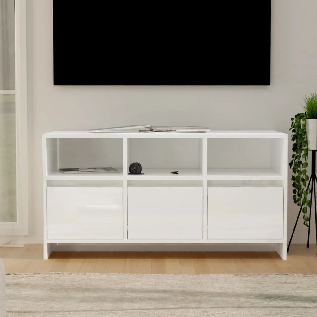 vidaXL Mobile Porta TV Bianco Lucido 102x37,5x52,5 cm in Truciolato