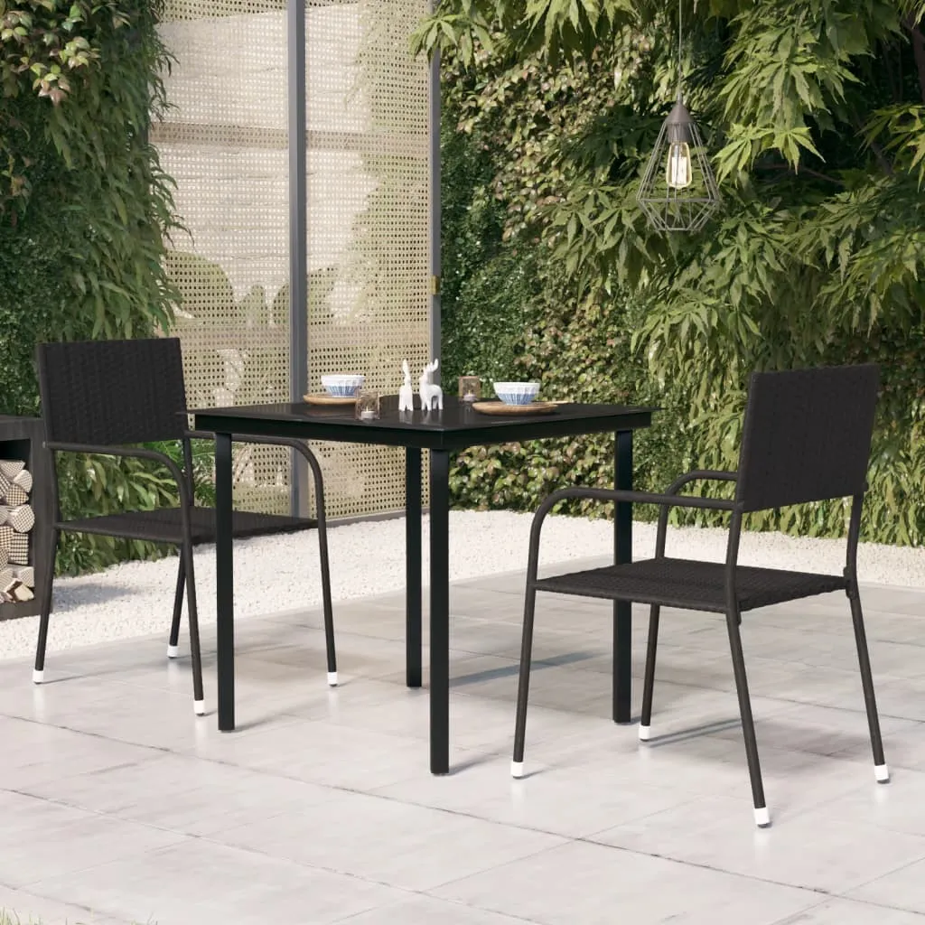 vidaXL Tavolo da Giardino Nero 80x80x74 cm in Acciaio e Vetro