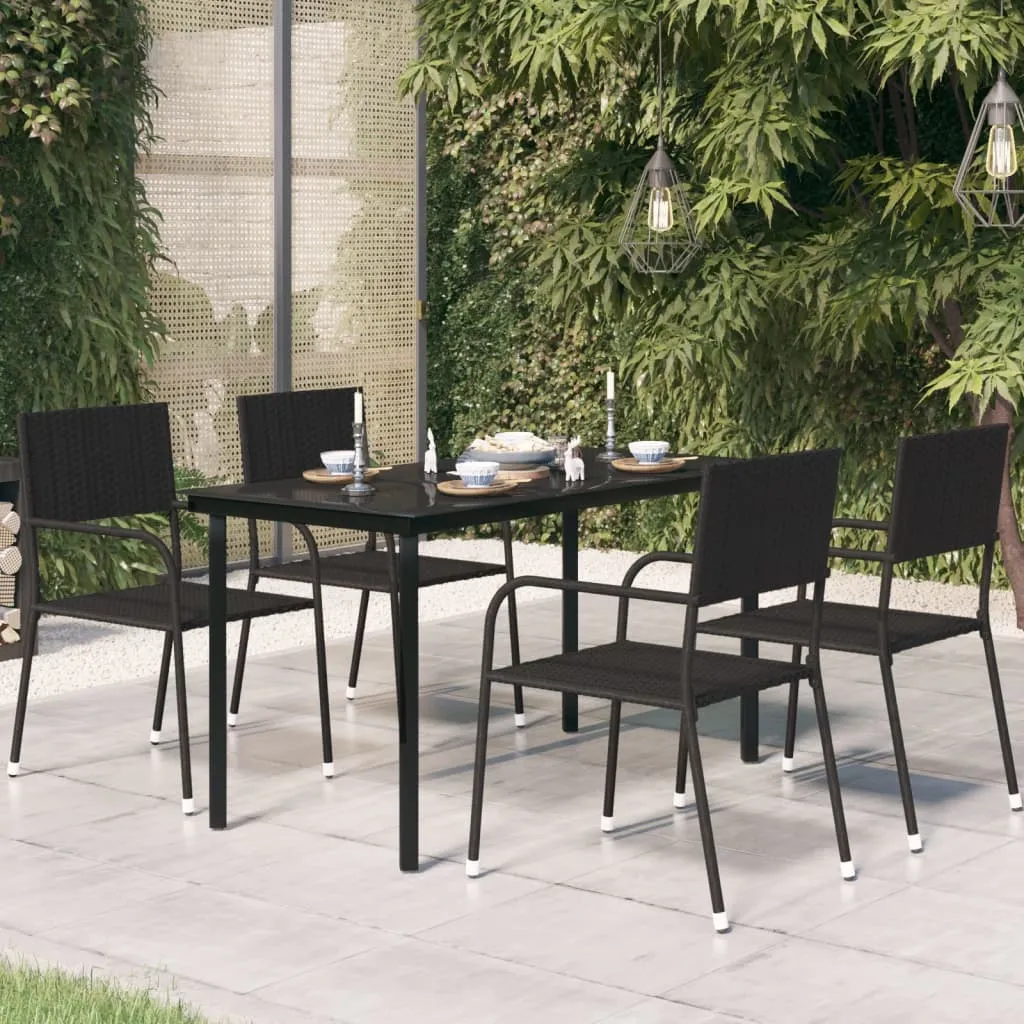 vidaXL Tavolo da Giardino Nero 140x70x74 cm in Acciaio e Vetro