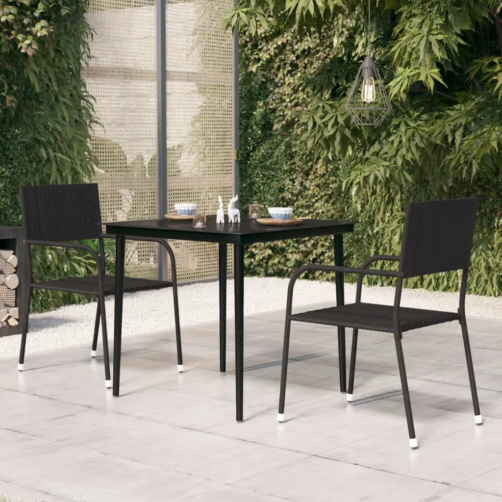 vidaXL Tavolo da Giardino Nero 80x80x74 cm in Acciaio e Vetro