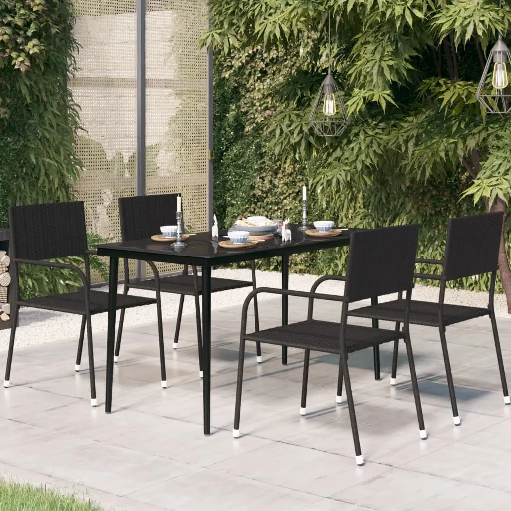 vidaXL Tavolo da Giardino Nero 140x70x74 cm in Acciaio e Vetro