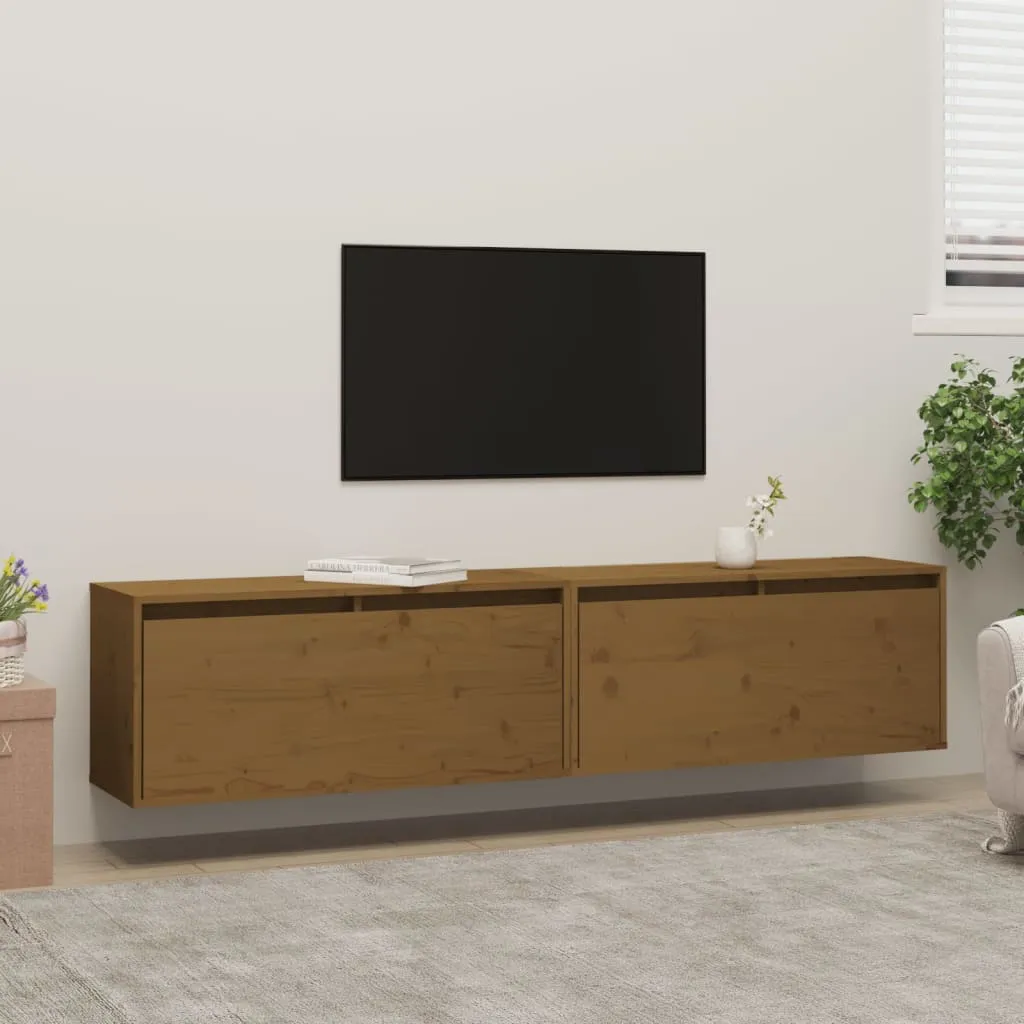 vidaXL Pensili 2 pz Marrone Miele 80x30x35cm in Legno Massello di Pino