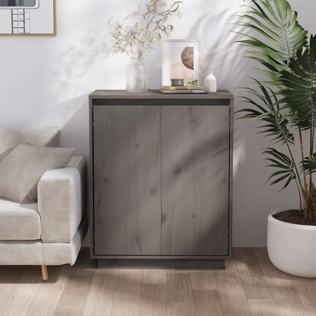 vidaXL Credenza Grigia 60x34x75 cm in Legno Massello di Pino